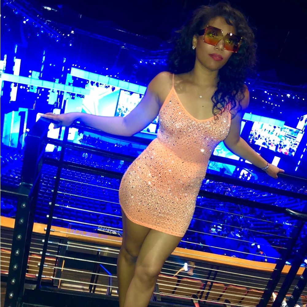 Sparkling Orange Mini Dress